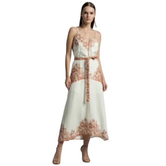 NWT Elie Tahari Twinset Floral Print Midi Linen Dress - Picture 1 of 15